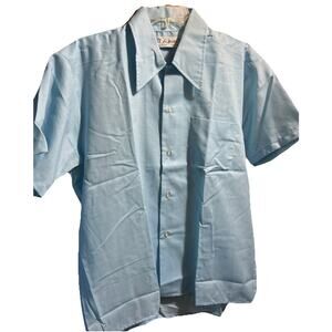 Vintage Sir Walter Shirt Men’s Large Blue Cotton Polyester Short Sleeve Button